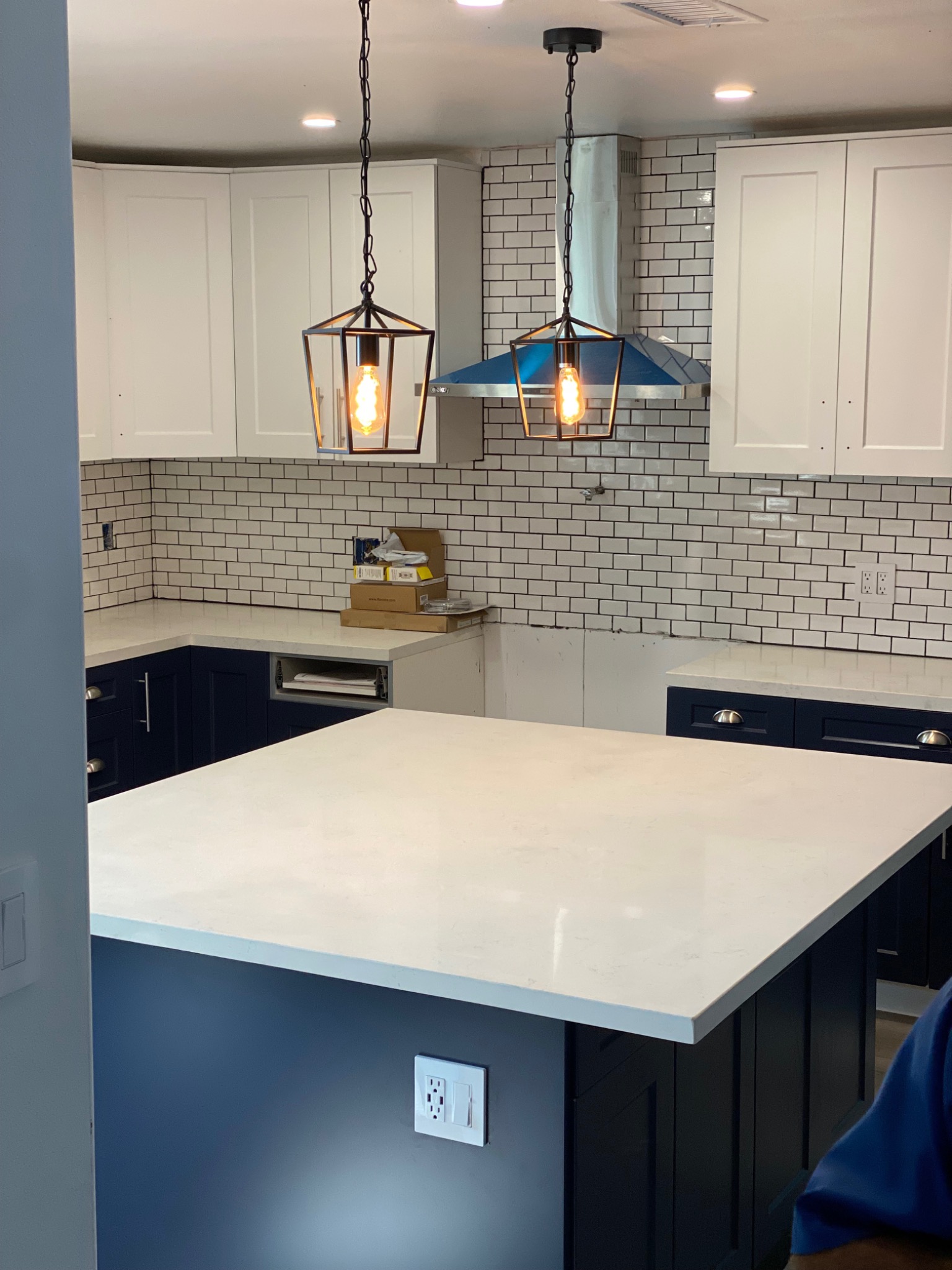 Kitchen island and backsplash